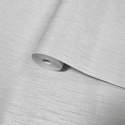 Light Gray silver metallic faux fabric textured stria lines textures Wallpaper - Image 1 of 4