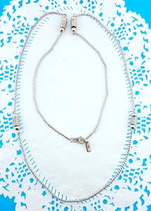 Collar de cadena vintage MCM modernista firmado Monet enchapado en rodio 32" - Imagen 1 de 5