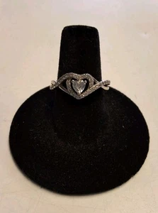 Anello promessa in argento sterling a forma di cuore pietre zirconi misura 7 - Foto 1 di 5