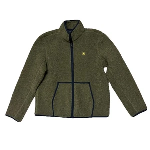 Chaqueta Brooks Brothers Chicos L Cremallera Completa Peluche Polar Verde Preppy Bolsillos Clásicos - Imagen 1 de 12