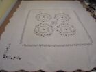 Nice White Whole Cloth w/Embroid Flowers & Table Top Fr Quilt