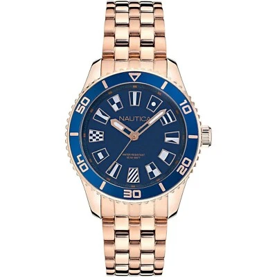 Nautica Pacific Beach Blue Dial Rose Gold Women's Midsize Dress Watch NAPPBS027 - image 1 of 4