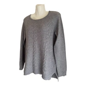 Cable Knit  Yummy Yarn Sweater Grey Long Sleeve New With Tags Super Soft M - Picture 1 of 10