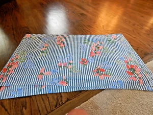 Ralph Lauren Maggie Pillow Shams 2 King Blue Striped Floral Bedding - Picture 1 of 7