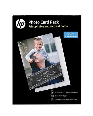 HP Photo Card Pack, Assorted Sheet Size, 10 Envelopes, White 887758496787 - Image 1 of 4