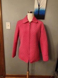 White Stag Quilted Jacket Women Size M 8/10 Pink Zipper Floral Linening Pockets - Picture 1 of 11