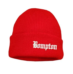Bompton embroidered red dock docker beanie hat - Picture 1 of 6