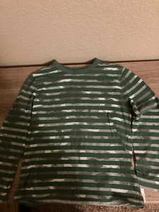 Crewcuts Striped Camo Long Sleeve Top Girls XS 4-5 T Shirt 100% Cotton Green - Picture 1 of 3