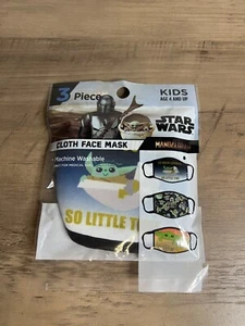 Disney Star Wars - 1 Pack of 3 Cloth Kids Face Masks - Washable Mandalorian - Imagen 1 de 4