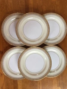 Noritake China #673 Nerrisa 6 Dinner Plates 10"D Blue Wreath M Mark - Picture 1 of 5