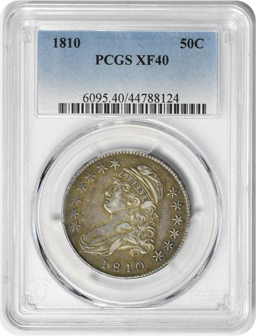 1810 Bust Silver Half Dollar EF40 PCGS Cover