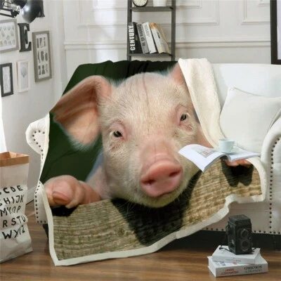 Funny Cute Pig Piggie Fleece Blanket Men Women Warm 3DPrint Travel Throw Blanket - Image 1 of 4