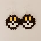 Handmade Perler Bead Pixel Art Black/Yellow Ultra Ball Pokemon Dangle Earrings