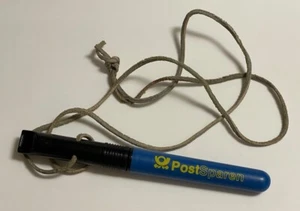 Deutsche Post Postsparen Kugelschreiber mit Kappe (Trillerpfeife) und Lederband - Bild 1 von 2
