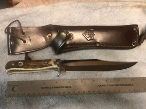 Puma Original Bowie Knife Handmade 116396,  Stag Handle, Leather Sheath - Picture 1 of 8