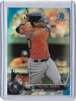 Tarjeta de novato Yulieski Gurriel 2017 Bowman cromo #57 refractor azul Foto 1 de 2