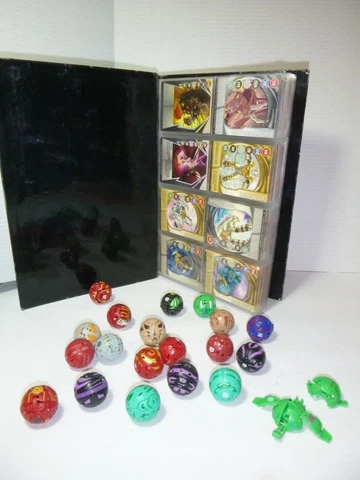 Bakugan Battle Brawler Balls Lot of 19 + Card Set in Binder Cover