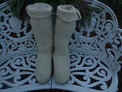 UGG女式Cardy Cream可折叠针织及膝雪地靴美国8英国6.5欧盟39 — 第 1/4 张图片