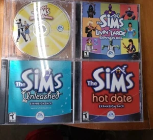 4 Games - The Sims: Unleashed - Hot Date - Livin Large - Deluxe Expansion Pack H - Picture 1 of 6