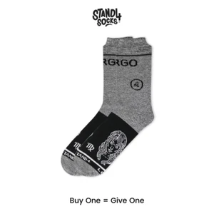 Virgo Zodiac Socks - Grey Black Cotton | Unisex | Horoscope - Picture 1 of 2