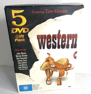 Western 5 DVD Gift Pack 10 Movies PAL Region 0 Cowboy John Wayne Marlon Brando - Image 1 of 4