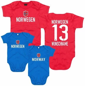 Baby Body NORWEGEN Druck Nummer Name Trikot Jersey WM EM FanShirts4u - Bild 1 von 13
