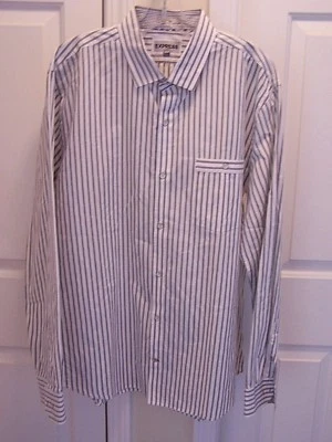 Camisa de vestir Express XL con botones a rayas manga larga ajustada para hombre nueva sin etiquetas Foto 1 de 4