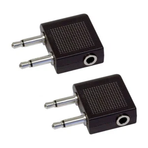 2x Aeroplane Airplane Plane Travel Adapter 3.5mm Jack Audio Headphones Earphone - Picture 1 of 2