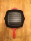 Le Creuset Red Enameled 26 Cast Iron Square Grill Pan Skillet Griddle 10" 
