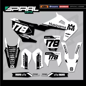 Kit de gráficos MX personalizados Husqvarna TE FE 125 250 350 450 punzón blanco y negro 2019 2020 2021 - Imagen 1 de 5