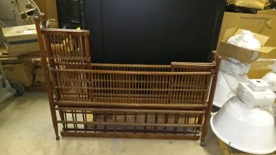 Antique 19th Century Victorian Era Wooden Baby Bed  /  Day Bed  /  Folding - Image 1 of 4