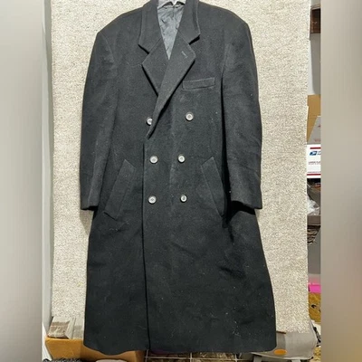 Abrigo largo Meeting Street para hombre de lana pura nueva negro guisante XL Foto 1 de 4