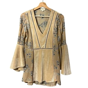 Top POL Mujer Terciopelo Floral Capricho Talla S Boho Años 70 Retro Hada Hippie - Imagen 1 de 9