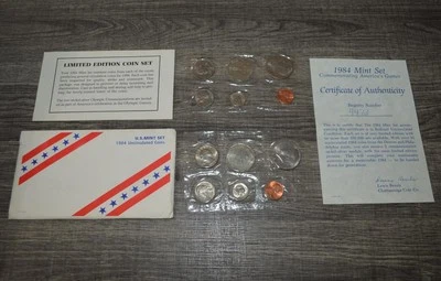 1984 US Mint Olympic Comm. Uncirculated Limited Edition Coin Set P & D W/ COA #1 - Image 1 of 4