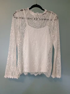Vintage Sears OpenLace Blouse M Removable Tank Victorian Festival Fairy Romantic - Picture 1 of 14