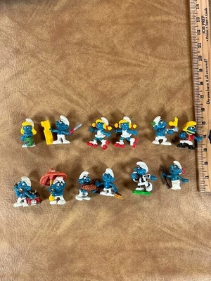 Винтажный смурф фигурки лот из 12 Peyo Schleich 1970-х 1980-х - Изображение 1 из 4