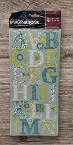 Creative Imaginations 2 Pk Chipboard Floral Alphabet Teal Karen Russell NEW - Picture 1 of 4