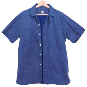 Momotaro Jeans Work Shirt Dot Pattern Navy Denim Cotton Size 42 L Japan F/S - Picture 1 of 6