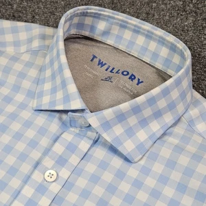 Camisa de vestir TWILLORY para hombre azul blanco a rayas rendimiento ajuste a medida 16,5 34-35 - Imagen 1 de 17