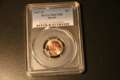 2017 D Lincoln SHIELD centavo 1c PCGS MS67RD - Imagem 1 de 2
