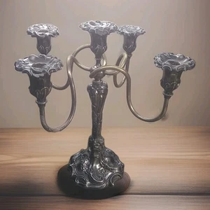 Forbes Silver Co. Placa Cuádruple 5 Brazos con Copas de Goteo de Cera Antigua - Imagen 1 de 11