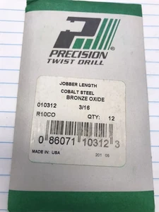 12 pcs. 3/16 M42 COBALT HD JOBBER DRILLS 135 DEGREE SPLIT POINT. PTD USA (stk) - Picture 1 of 4