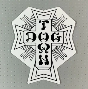 Dogtown schwarz/weiß Cross Skateboard Aufkleber 5,5" weiße Variante Dog Town - Bild 1 von 1