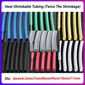 Heatshrink Tube 2:1 Tubing Sleeve Sleeving 1m-50m Heat Shrink 6mm-11mm Diameter - Picture 1 of 13