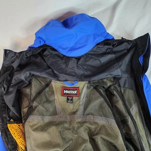 Marmot Ripstop Jacket Parka Mens Large Blue Hooded Vented Zip Ski Bib Outdoors - Picture 1 of 20