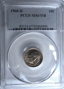 1968-d . Roosevelt Dime . PCGS MS67FB . Superb BU . - Picture 1 of 4