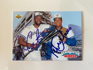 JOE CARTER ROBERTO ALOMAR TORONTO BLUE JAYS 93 UPPER DECK CARD SIGNED AUTOGRAPH