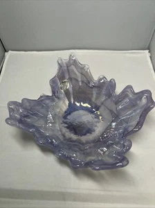 Italian Lavorazione Arte MURANO Bowl LAVENDER Swirl 9" Iridescence Art Glass - Picture 1 of 16