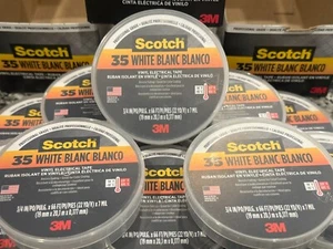 9 Rolls 3M 35 Scotch Vinyl Electrical Color Coding Tape, 3/4 in x 66 ft, White - Picture 1 of 3