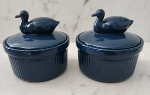 Martha Stewart individueller Deckel Auflaufförmchen Topf Ente Gans blau 4" - 2er Set - gebraucht, in einwandfreiem Zustand - Bild 1 von 8